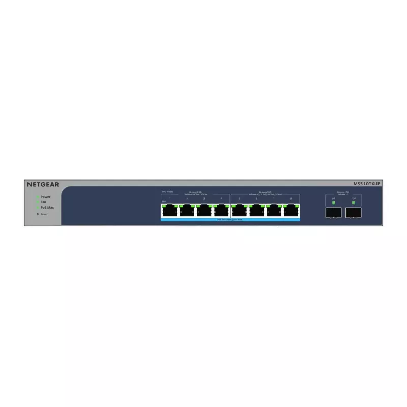 NETGEAR MS510TXUP tīkla slēdzis Pārvaldāms L2/L3/L4 10G Ethernet (100/1000/10000) Power over Ethernet (PoE) Pelēks, Zils