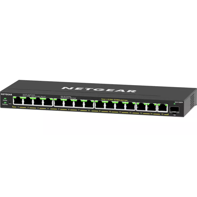 Pārvaldāms komutators NETGEAR GS316EPP 16 portu PoE+ Gigabit Ethernet