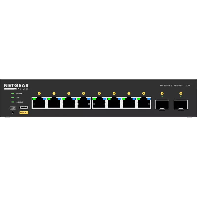 Pārvaldāms slēdzis NETGEAR GSM4210PX 8x1G PoE+ 220W 2xSFP+