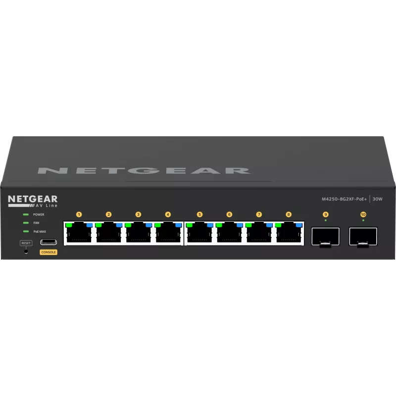 Pārvaldāms slēdzis NETGEAR GSM4210PX 8x1G PoE+ 220W 2xSFP+
