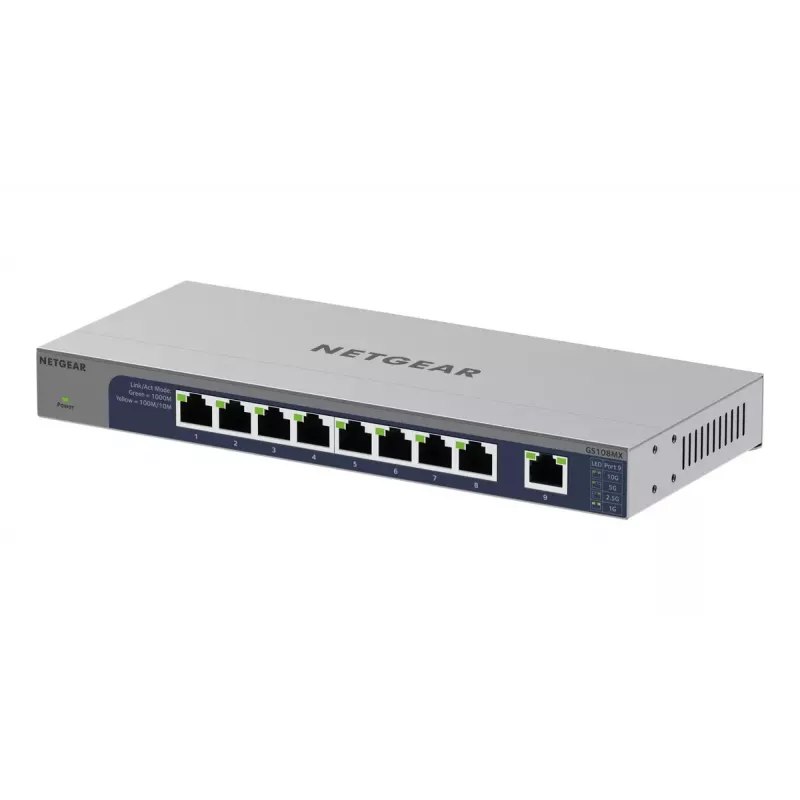 NETGEAR GS108MX-100EUS tīkla komutators Nepārvaldāms L2 Gigabit Ethernet (10/100/1000) Darbvirsmas/Pie sienas stiprināms