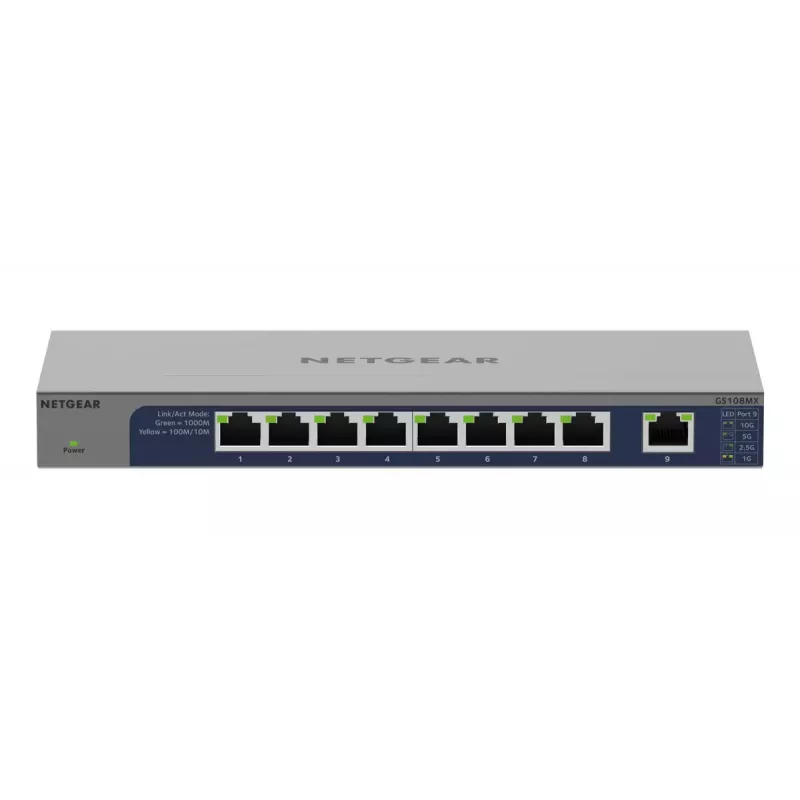 NETGEAR GS108MX-100EUS tīkla komutators Nepārvaldāms L2 Gigabit Ethernet (10/100/1000) Darbvirsmas/Pie sienas stiprināms