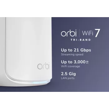 NETGEAR Orbi 870 Trīsjoslu (2,4 GHz / 5 GHz / 6 GHz) Wi-Fi 7 (802.11be) Balts 4 Iekšējās