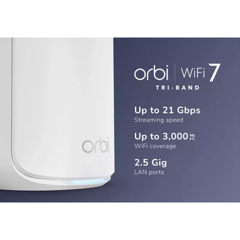 NETGEAR Orbi 870 Trīsjoslu (2,4 GHz / 5 GHz / 6 GHz) Wi-Fi 7 (802.11be) Balts 4 Iekšējās