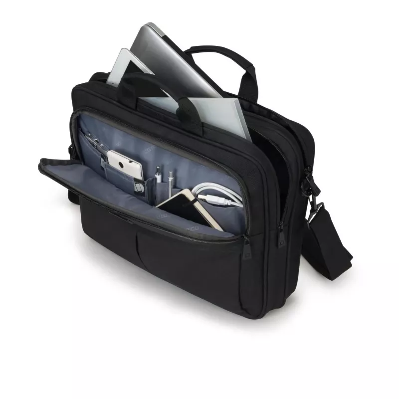 DICOTA Top Traveller Scale - 14-15.6in piezīmjdatora soma - Melna / 600d otrreiz pārstrādāts PET