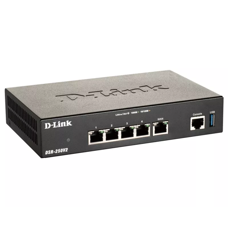 Galda maršrutētājs D-Link DSR-250V2 bezvadu Gigabit Ethernet melns