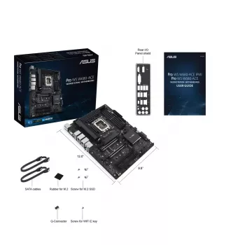 Mātesplate ASUS PRO WS W680-ACE — Intel W680 ATX, LGA 1700, DDR5, 4 DIMM (128 GB), 3x M.2, 2x 2.5Gb LAN, 7.1 audio