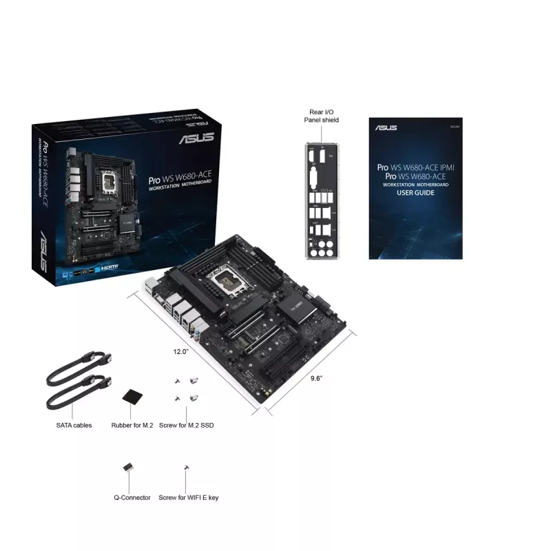 Mātesplate ASUS PRO WS W680-ACE — Intel W680 ATX, LGA 1700, DDR5, 4 DIMM (128 GB), 3x M.2, 2x 2.5Gb LAN, 7.1 audio