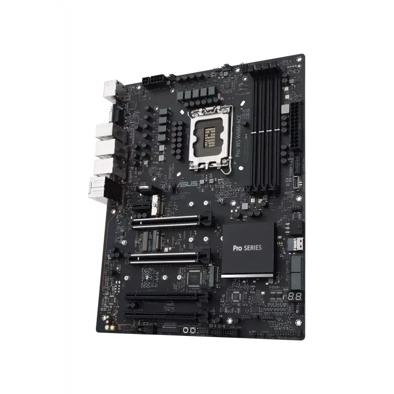 Mātesplate ASUS PRO WS W680-ACE — Intel W680 ATX, LGA 1700, DDR5, 4 DIMM (128 GB), 3x M.2, 2x 2.5Gb LAN, 7.1 audio
