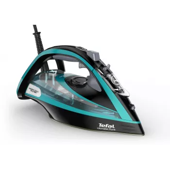 Tefal Ultimate Pure FV9844 sausā un tvaika gludeklis ar Durilium Autoclean zoli, 3200 W, melns, zils