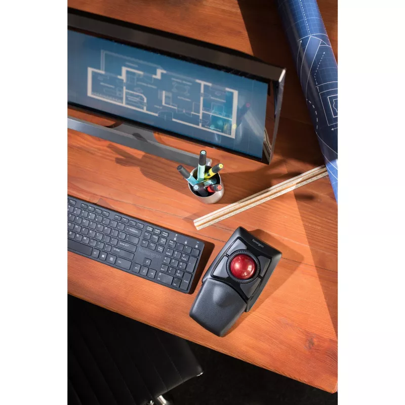 Kensington Expert pele bezvadu trackball, piemērota abām rokām, optiskais, RF bezvadu + Bluetooth, 400 DPI, melna