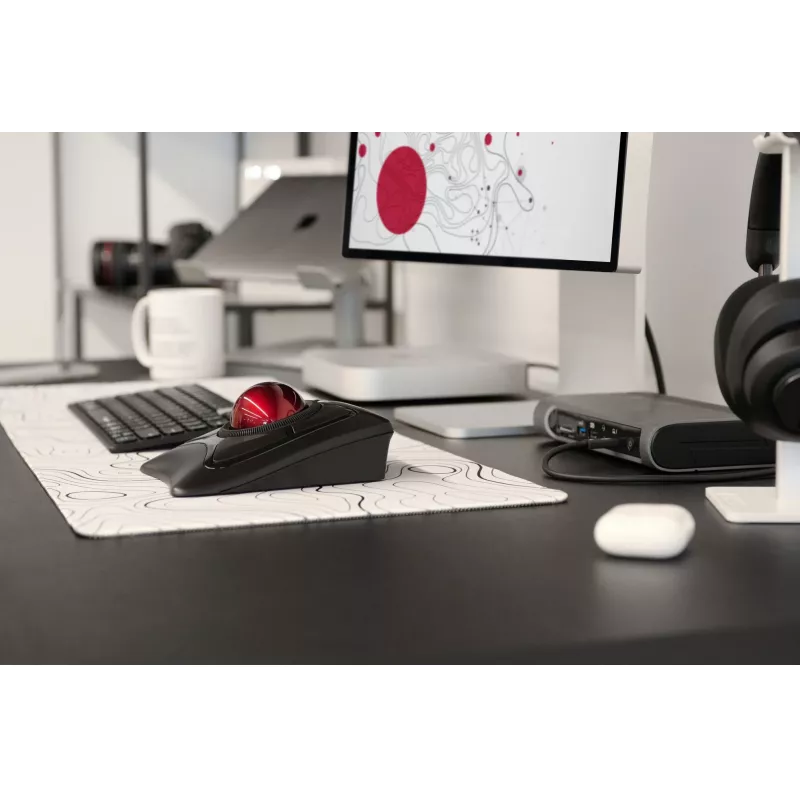 Kensington Expert pele bezvadu trackball, piemērota abām rokām, optiskais, RF bezvadu + Bluetooth, 400 DPI, melna