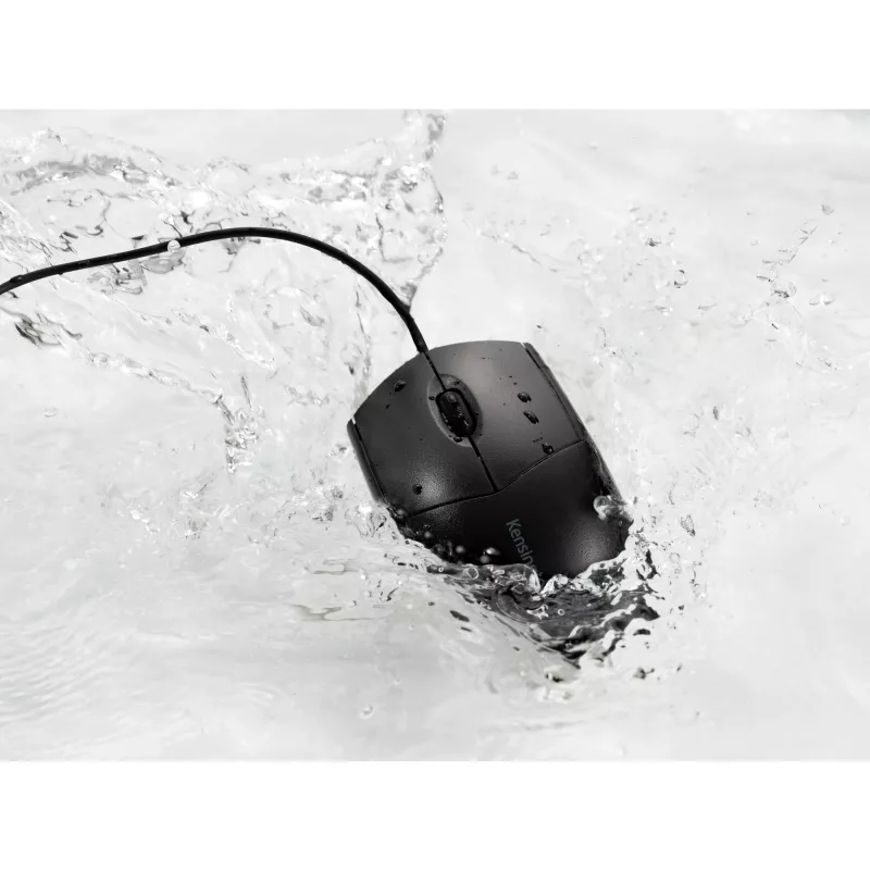Kensington Pro Fit vadu mazgājamā pele, piemērota abām rokām, optiskā, USB, 1600 DPI, melna