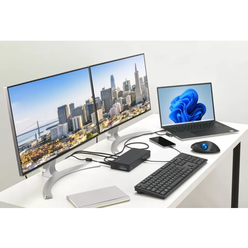 Kensington SD4781P EQ USB-C & USB-A Dual 4K dokstacija, vadu, USB 3.2 Gen 2 (3.1 Gen 2) Type-C, 100 W, 3,5 mm, 10,100,1000 Mbit/s, melna