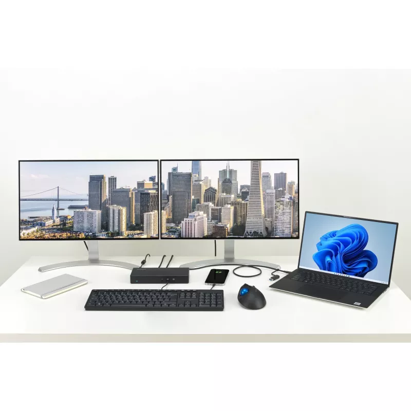 Kensington SD4781P EQ USB-C & USB-A Dual 4K dokstacija, vadu, USB 3.2 Gen 2 (3.1 Gen 2) Type-C, 100 W, 3,5 mm, 10,100,1000 Mbit/s, melna