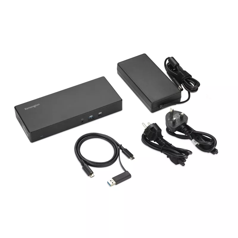 Kensington SD4781P EQ USB-C & USB-A Dual 4K dokstacija, vadu, USB 3.2 Gen 2 (3.1 Gen 2) Type-C, 100 W, 3,5 mm, 10,100,1000 Mbit/s, melna