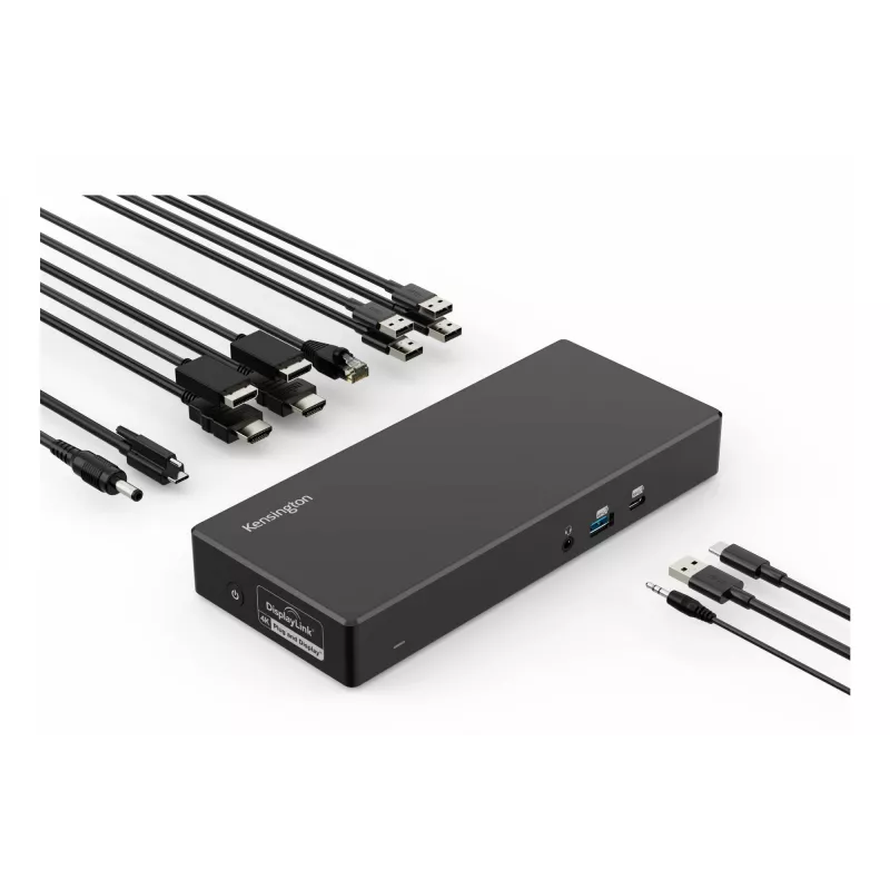 Kensington SD4781P EQ USB-C & USB-A Dual 4K dokstacija, vadu, USB 3.2 Gen 2 (3.1 Gen 2) Type-C, 100 W, 3,5 mm, 10,100,1000 Mbit/s, melna