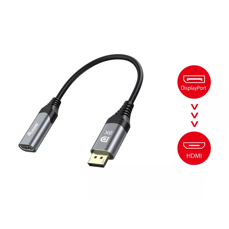 Equip DisplayPort 1.4 uz HDMI adapteris 8K 60Hz 0,15m