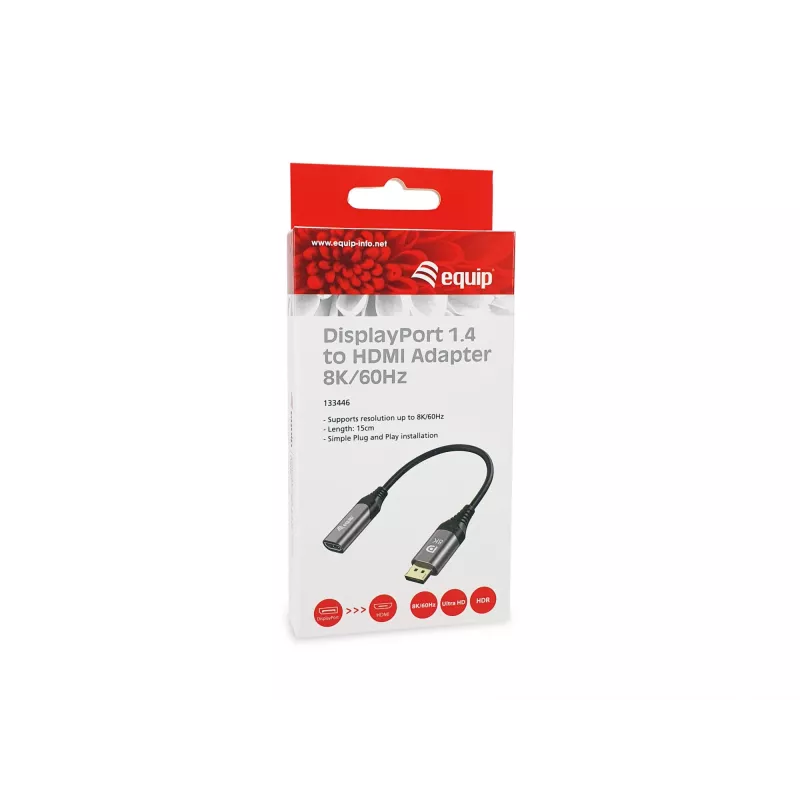 Equip DisplayPort 1.4 uz HDMI adapteris 8K 60Hz 0,15m