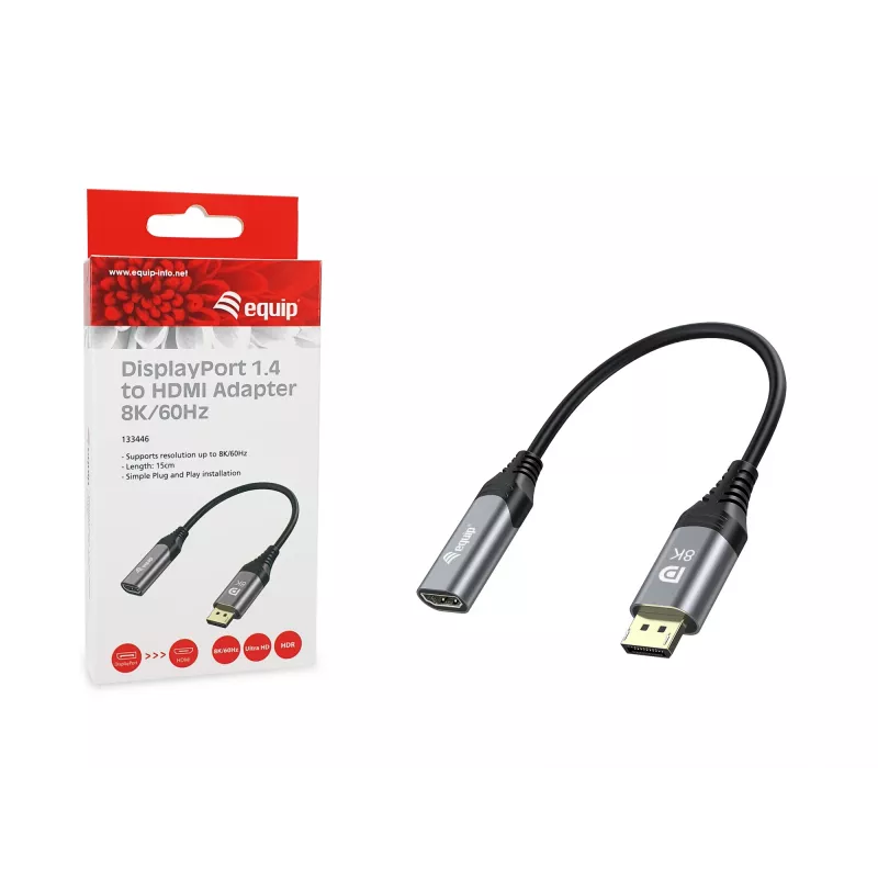 Equip DisplayPort 1.4 uz HDMI adapteris 8K 60Hz 0,15m