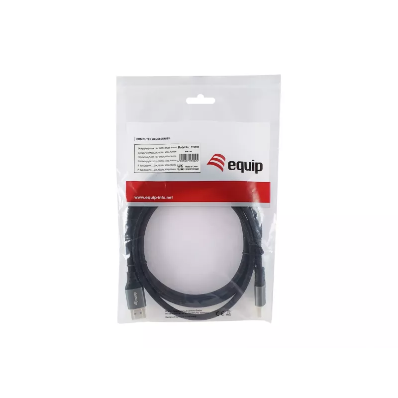 Equip DisplayPort 2.1 Premium kabelis, 2,0 m, 16K/60Hz, 54 Gbps