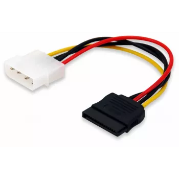 Equip SATA iekšējais strāvas kabelis, Molex (4 kontaktu), SATA 15 kontaktu, 0,15 m, vīrišķais, taisns, taisns