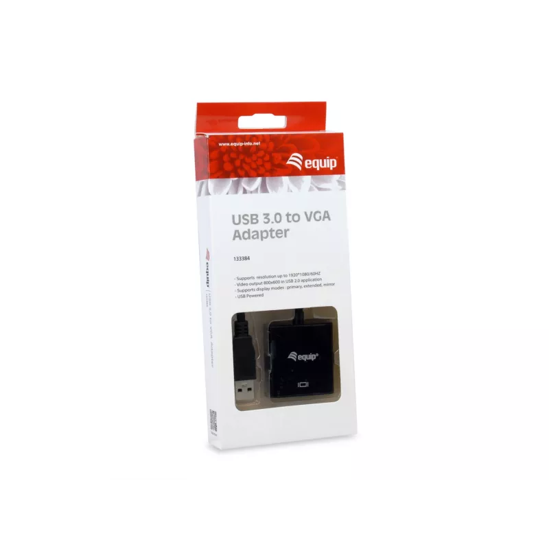 Equip USB 3.0 uz VGA adapteris, 3.2 Gen 1 (3.1 Gen 1), USB Type-A, VGA (D-Sub) izeja, 1920 x 1080 pikseļi