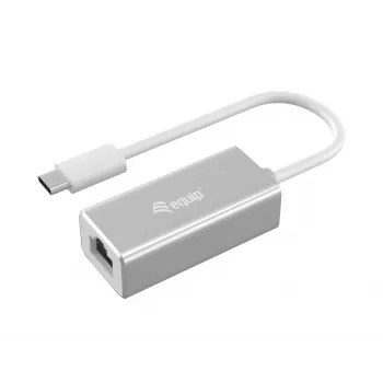 Equip USB Type C uz RJ45 Gigabitu tīkla adapteris, vadu, USB Type-C, Ethernet, 1000 Mbit/s, sudrabs