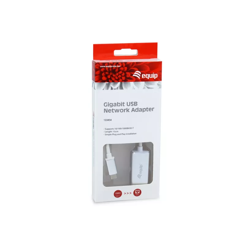 Equip USB Type C uz RJ45 Gigabitu tīkla adapteris, vadu, USB Type-C, Ethernet, 1000 Mbit/s, sudrabs