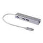 Equip USB-C uz 3 portu USB 3.0 centrmezgls ar Gigabit adapteri, USB 3.2 Gen 1 (3.1 Gen 1) Type-C, Sudraba, USB 3.2 Gen 1 (3.1 Gen 1) Type-A, WLAN, Alumīnijs, 22 mm, 15 mm