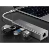 Equip USB-C uz 3 portu USB 3.0 centrmezgls ar Gigabit adapteri, USB 3.2 Gen 1 (3.1 Gen 1) Type-C, Sudraba, USB 3.2 Gen 1 (3.1 Gen 1) Type-A, WLAN, Alumīnijs, 22 mm, 15 mm