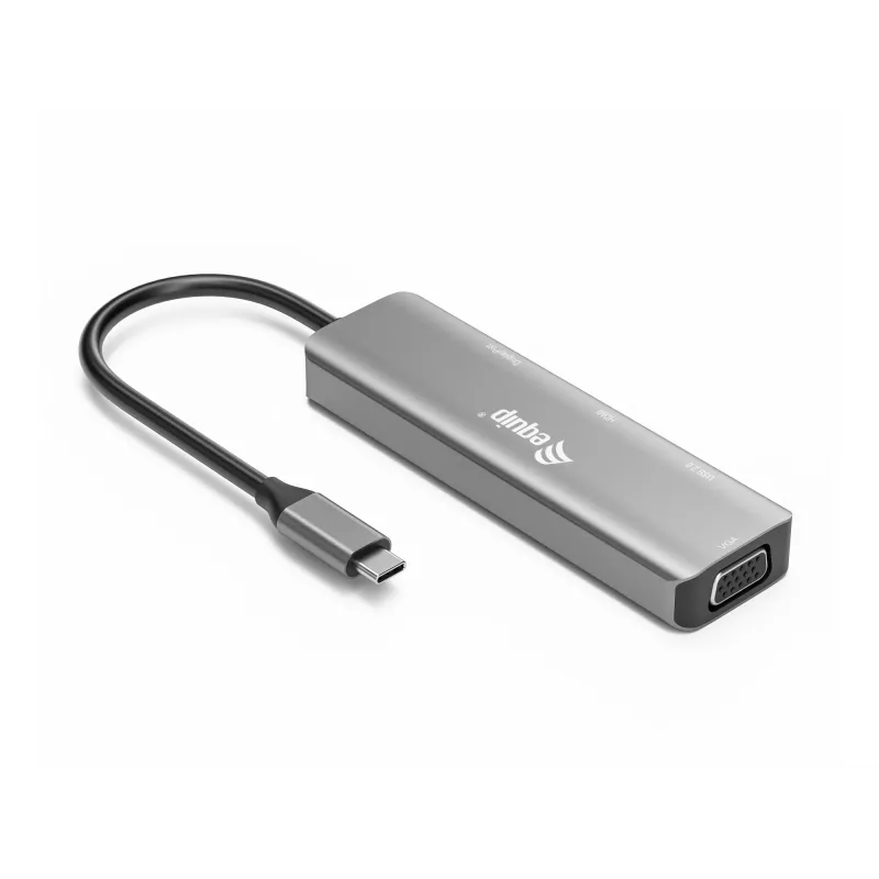 Equip USB-C uz HDMI/DisplayPort/VGA/USB adapteris, USB Type-C, HDMI izeja, DisplayPort izeja, VGA (D-Sub) izeja, 3840 x 2160 pikseļi
