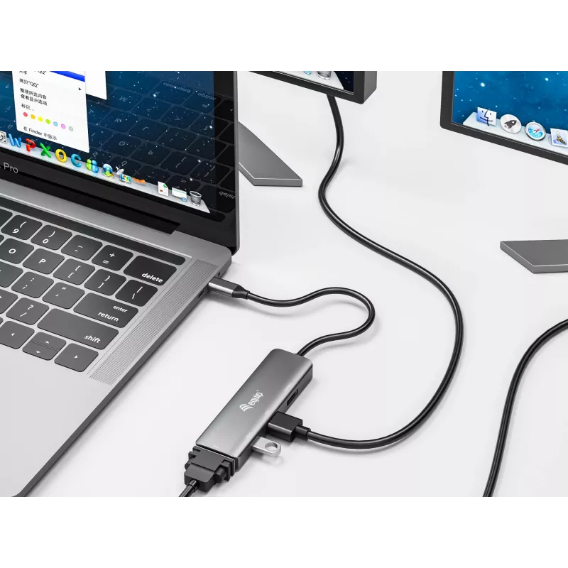 Equip USB-C uz HDMI/DisplayPort/VGA/USB adapteris, USB Type-C, HDMI izeja, DisplayPort izeja, VGA (D-Sub) izeja, 3840 x 2160 pikseļi