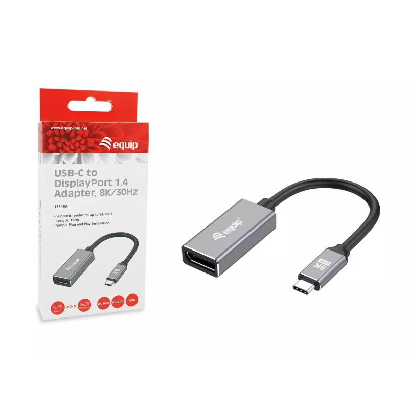Equip USB-C uz DisplayPort 1.4 adapteris 8K 30Hz 0,15m
