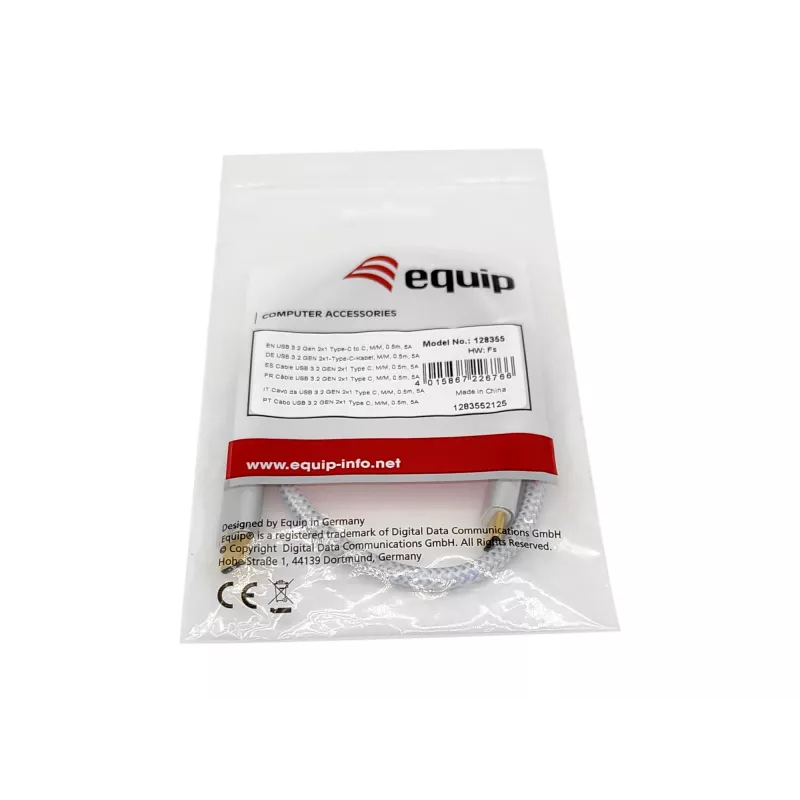 Equip USB 3.2 Gen 2 C uz C kabelis, M/M, 2,0 m, 5 A, PD 100 W, 4K/60 Hz, 10 Gbps