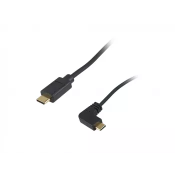 Equip USB 2.0 C to C 90° leņķa spirālvads M/M 1 m Melns