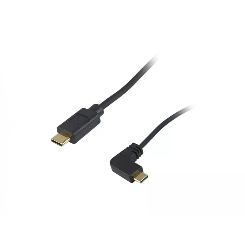 Equip USB 2.0 C to C 90° leņķa spirālvads M/M 1 m Melns