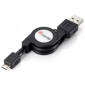 Equip USB 2.0 Type A to Micro-B satināms kabelis, 1,0 m, melns