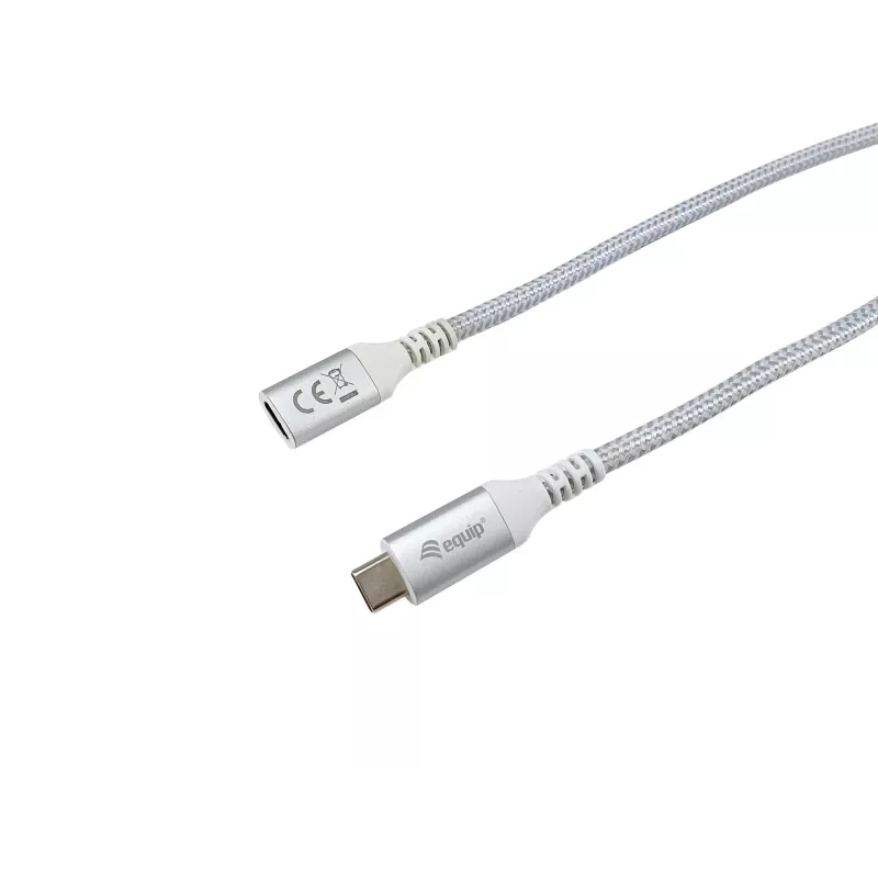 Equip USB 3.2 Gen 2 C-to-C pagarinātāja kabelis, 1,0 m, vīr./siev., 4K/60 Hz, 10 Gbps, balts