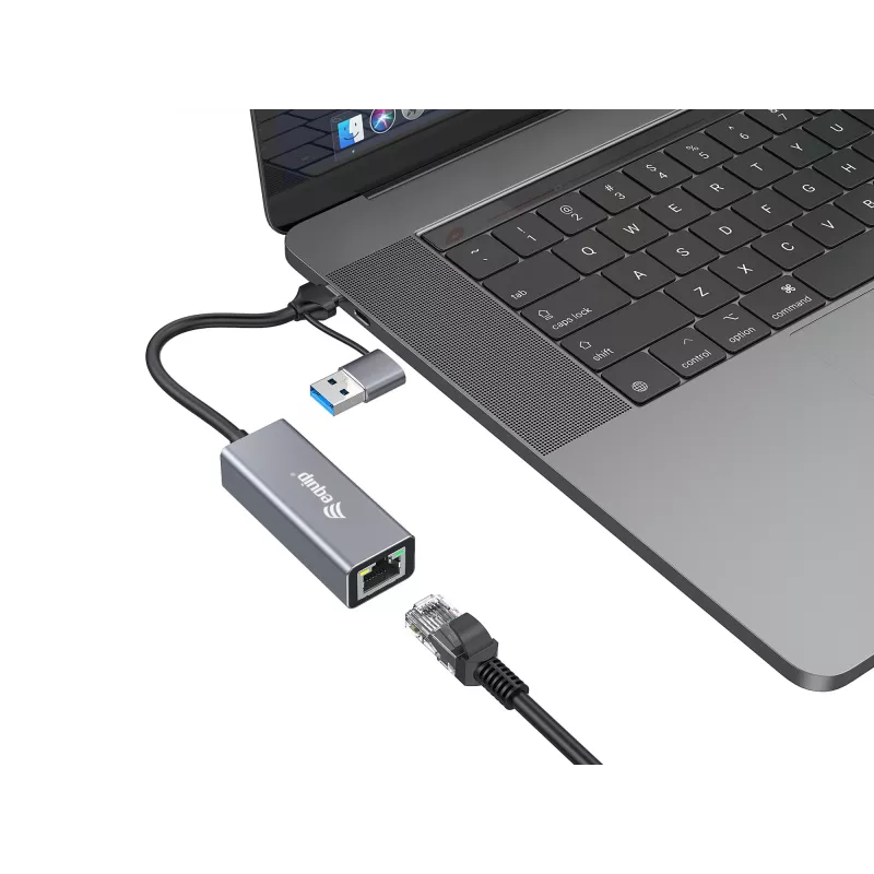 Equip USB-C uz 2,5 Gigabit Ethernet tīkla adapteris (USB-C+A)