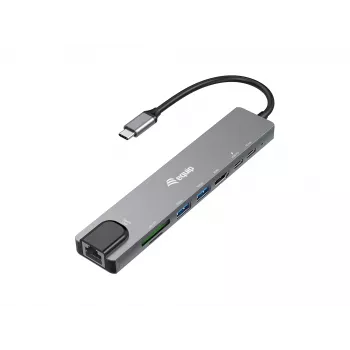 Equip USB-C 8-in-1 daudzfunkcionāls adapteris, vadu, USB Type-C, 100 W, 1000 Mbit/s, 1000BASE-T, IEEE 802.3ab