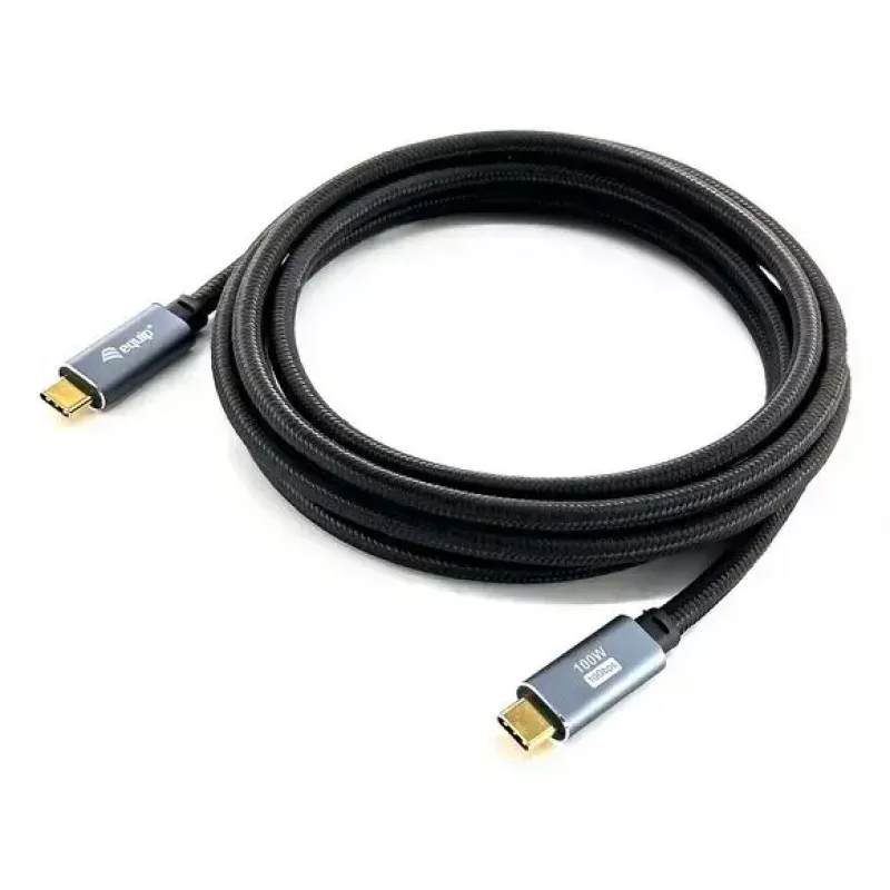 USB C uz C kabelis EQUIP 3,0 m — USB 3.2 Gen 2 (10 Gbps), PD100W, 4K/60Hz, melns
