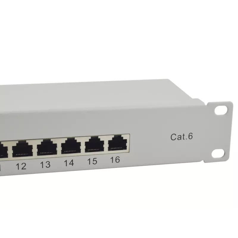 Equip 16-Port Cat.6 Shielded Patch Panel, Light pelēka
