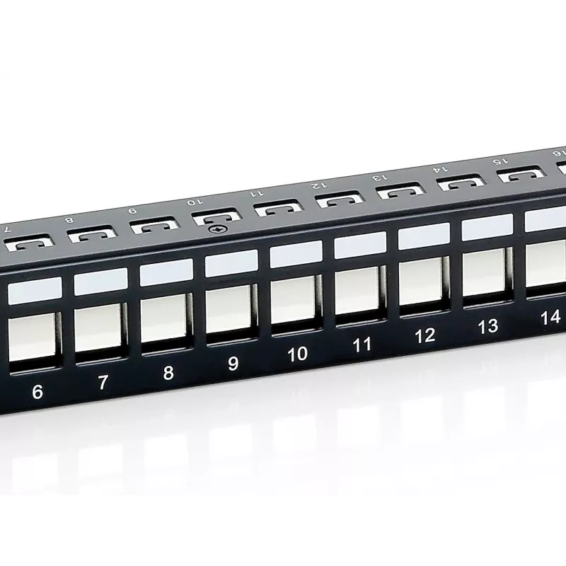 Equip 24-portu Keystone Cat.6 ekranēts sadales panelis, melns, Cat6, stiprinājums statīvā, 1U, melns, 92,5 mm, 483 mm