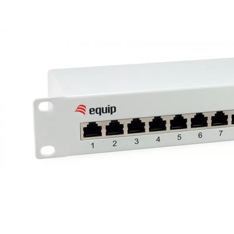 Equip 12-portu Cat.6 ekranēts ielāpu panelis, gaiši pelēks, Gigabit Ethernet, 1000 Mbit/s, RJ-45, Cat6, Cat6e, 1U, pelēks