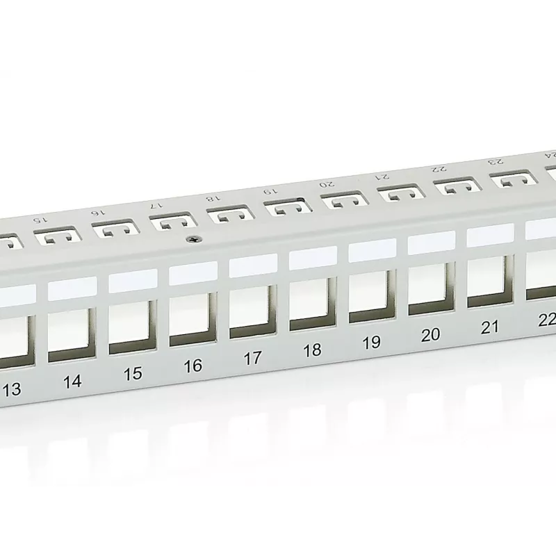 Equip 24 portu Keystone Cat.6 ekranēts ielāpu panelis, gaiši pelēks
