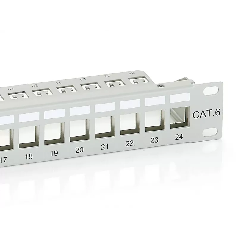 Equip 24 portu Keystone Cat.6 ekranēts ielāpu panelis, gaiši pelēks