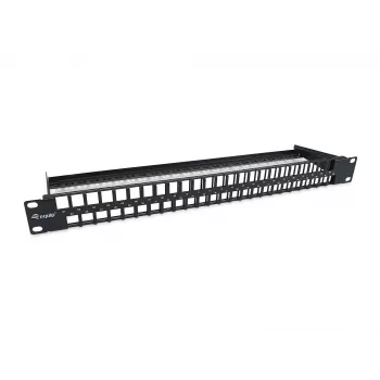 Equip 48-portu Keystone Cat.6 neekranēts sadales panelis, melns, RJ-45, Cat6, 1U, melns, tērauds, REACH, RoHS