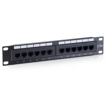 Equip 12-Port Cat.5e Neaizsargāts Plākšņu Panelis, Melns