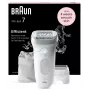 Epilators BRAUN Silk-épil 7 7-041 — bezvada mitrā un sausā epilators ar MicroGrip, masāžu, skuvekli un bikini trimmeri, pelēks/baltā krāsā